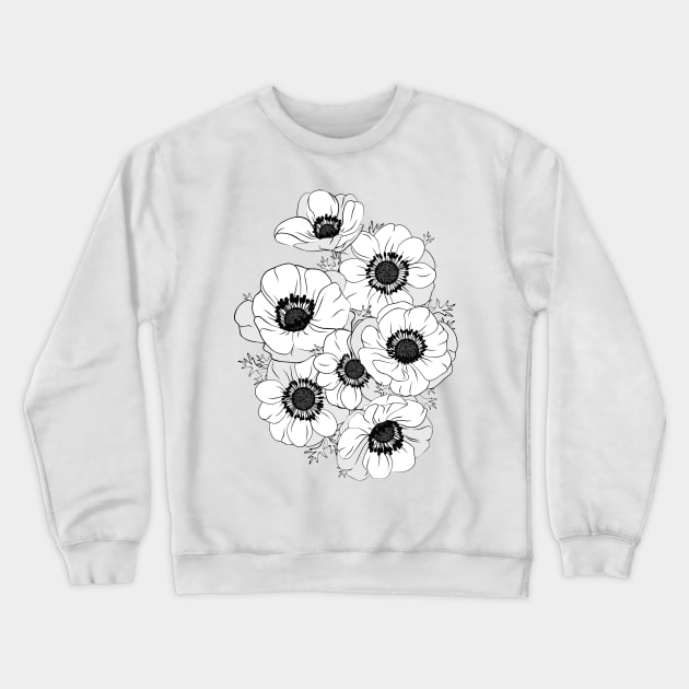 White Anemones Crewneck Sweatshirt by lents